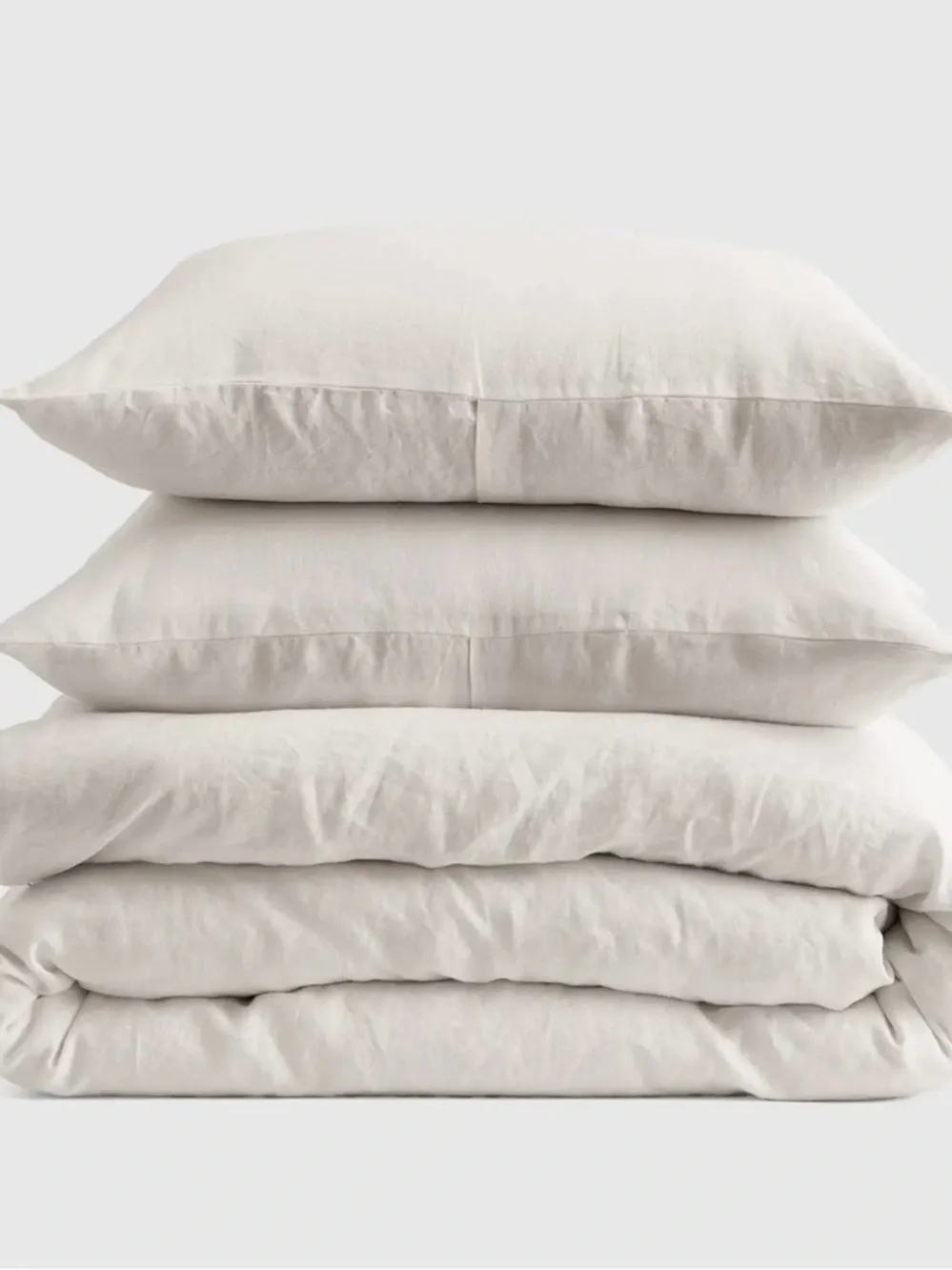 NEW Quince European Linen 3 Piece Duvet Cover Set, Full/Queen (Sand)